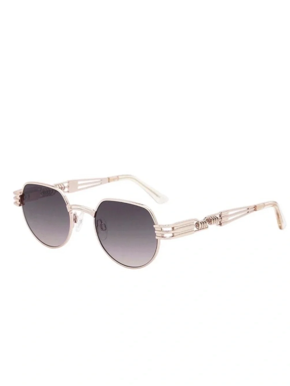 NEW Carolina Lemke Gold Tan Metal Intricate Frame Sunglasses Unisex Geometric
